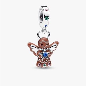 NWT Pandora Festive Gingerbread Angel Dangle Charm